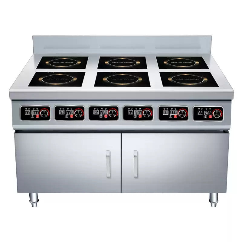Commercial Induction Cooker 3500W | 4/6/8/10 Burner Stainless Steel Cooking Stove for Restaurant Kitchen