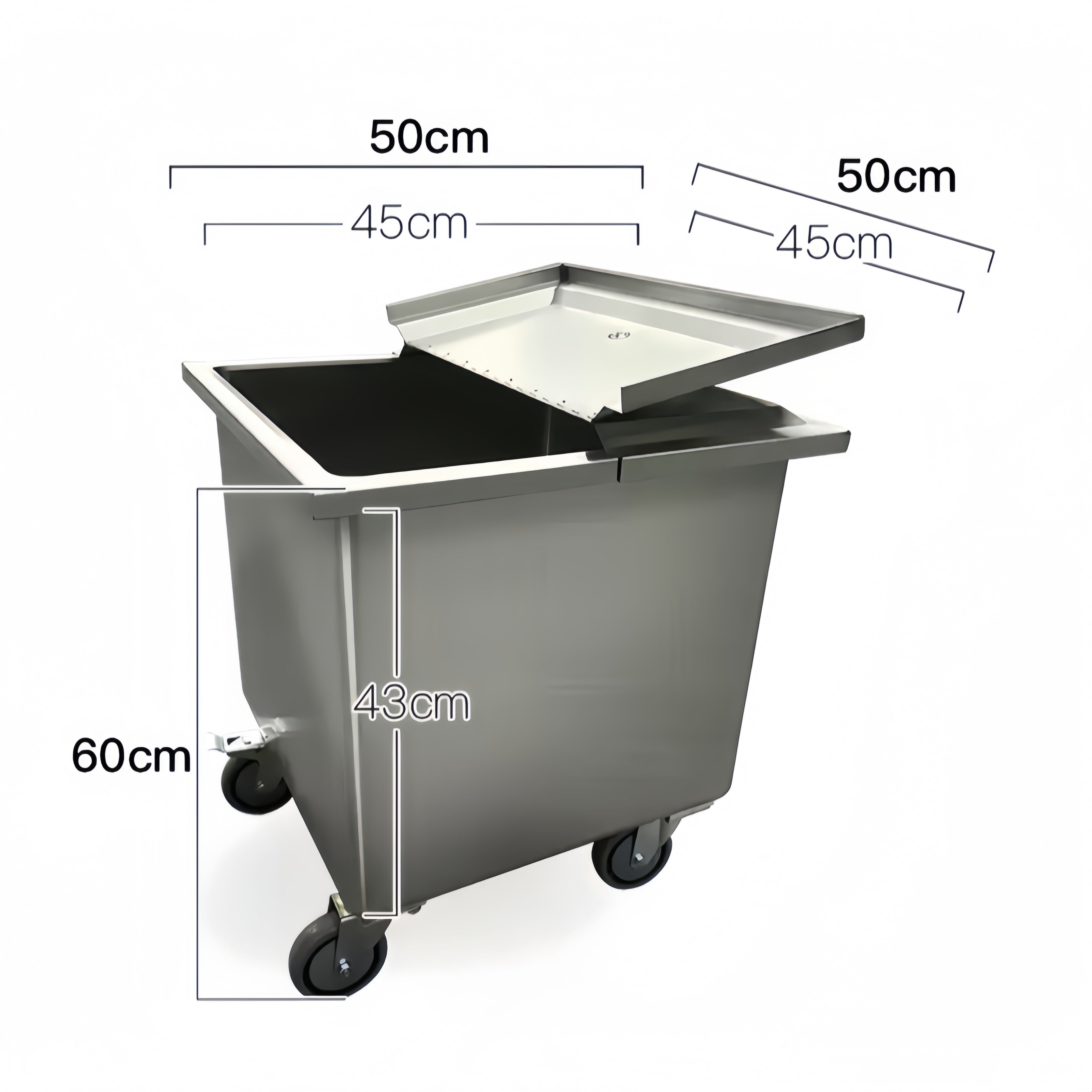 Commercial Stainless Steel Flour & Rice Storage Cart with Cover – 201/304, OEM Available