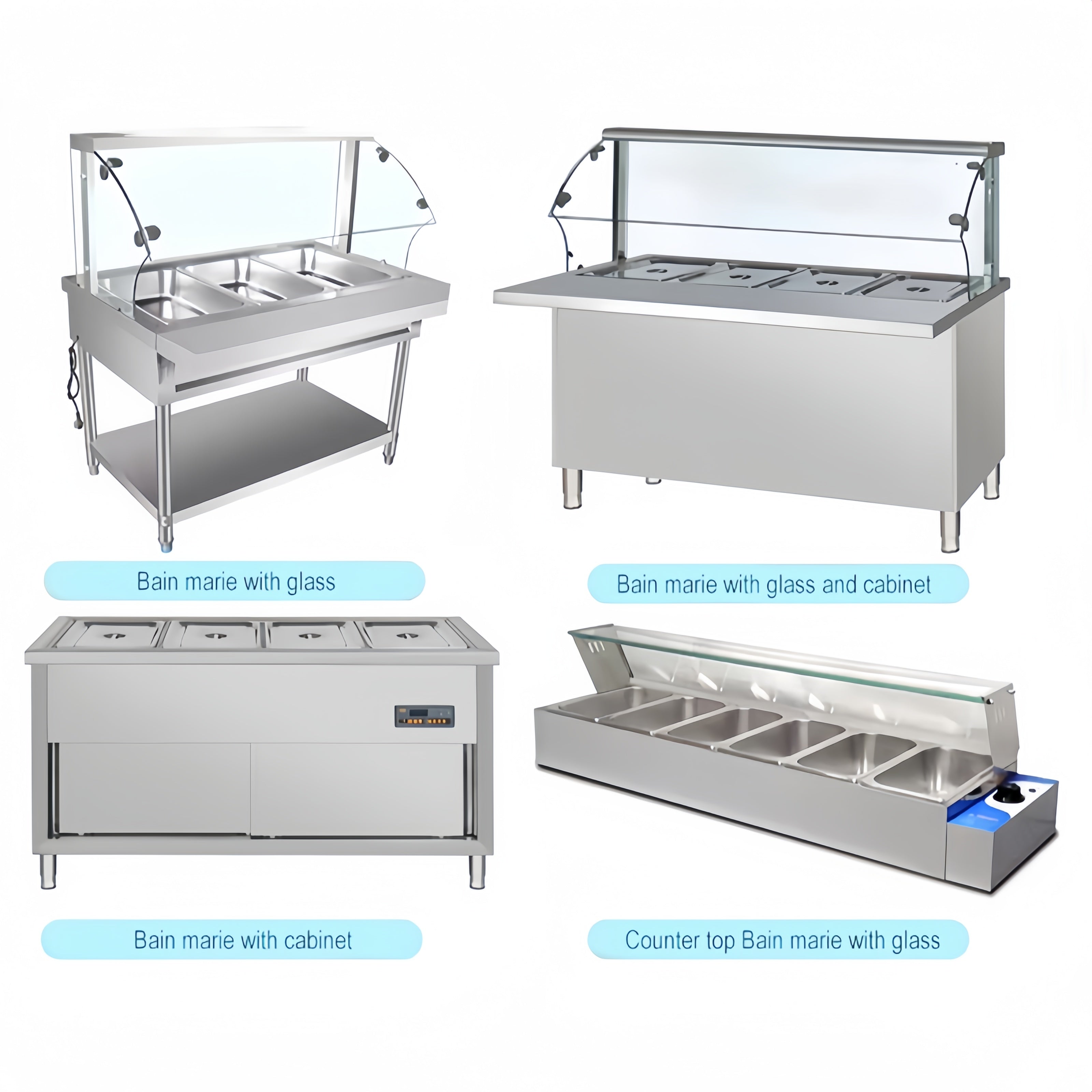 Commercial Electric Bain Marie Food Warmer Display Cabinet – 201/304 Stainless Steel, LCD Control