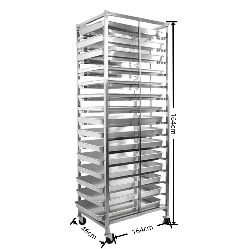 Commercial Stainless Steel Bakery Cooling Rack Trolley | 15-Layer Tray Cart